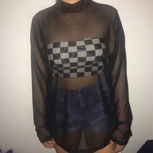 See through turtle neck long sleeve.